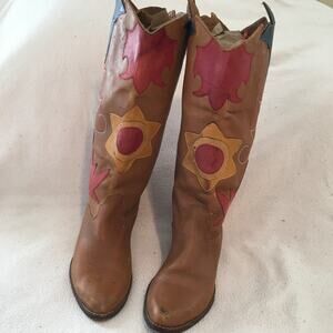 VTG 7 Abstrax Leather Western Boots 1980's Music Festival Season UNIQUE BOHO